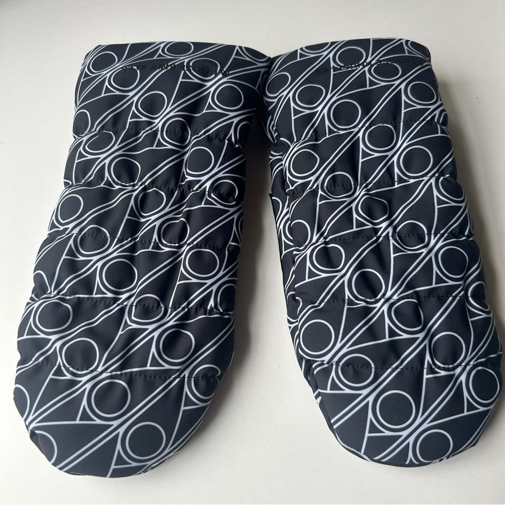 Moose Knuckles Sidney Mittens Monogram Print Black White - Picture 2 of 10